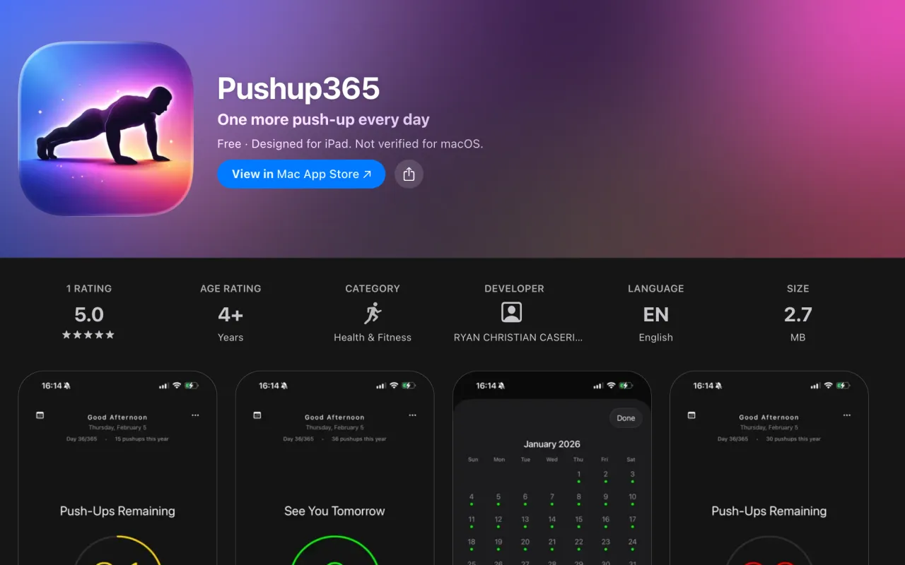 Pushup365 homepage